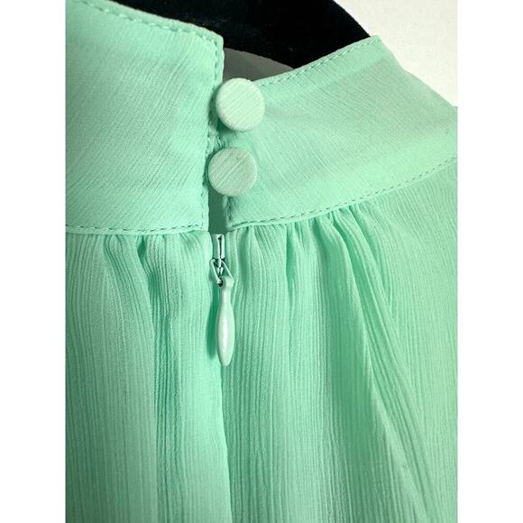NWT J. Crew Size 14 Mock neck Shift Dress Long Sleeves Mint Green Chiffon - Picture 7 of 13